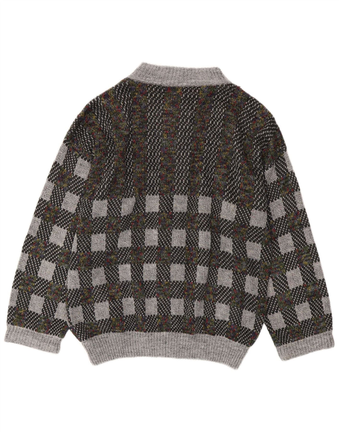 Sweter męski w stylu vintage IT 54 XL Szara, geometryczna wełna