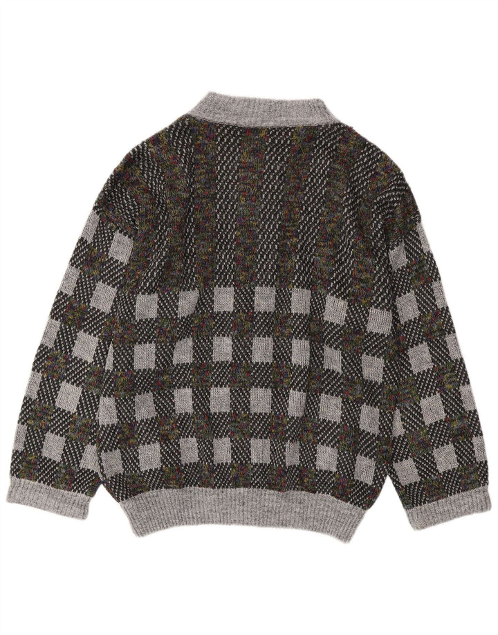 Sweter męski w stylu vintage IT 54 XL Szara, geometryczna wełna