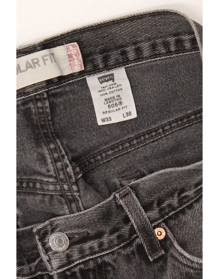 Męskie jeansy Levi's 505 o regularnym kroju W33 L30 Szara bawełna