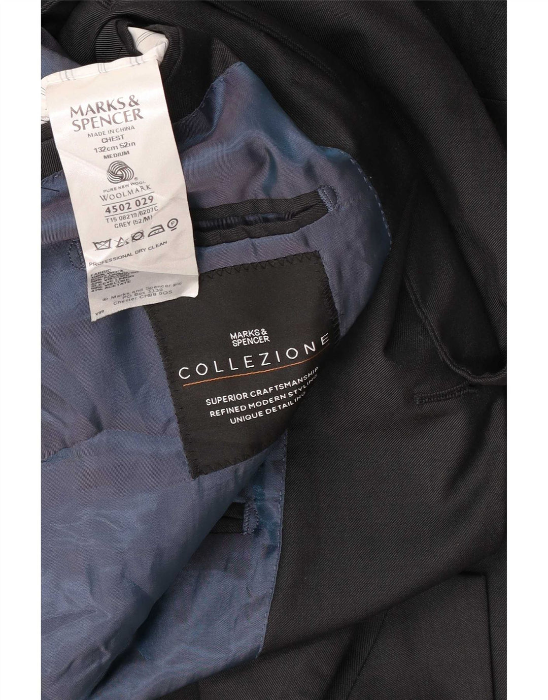 Marks & Spencer Męska marynarka zapinana na 3 guziki UK 52 3XL Szara wełna