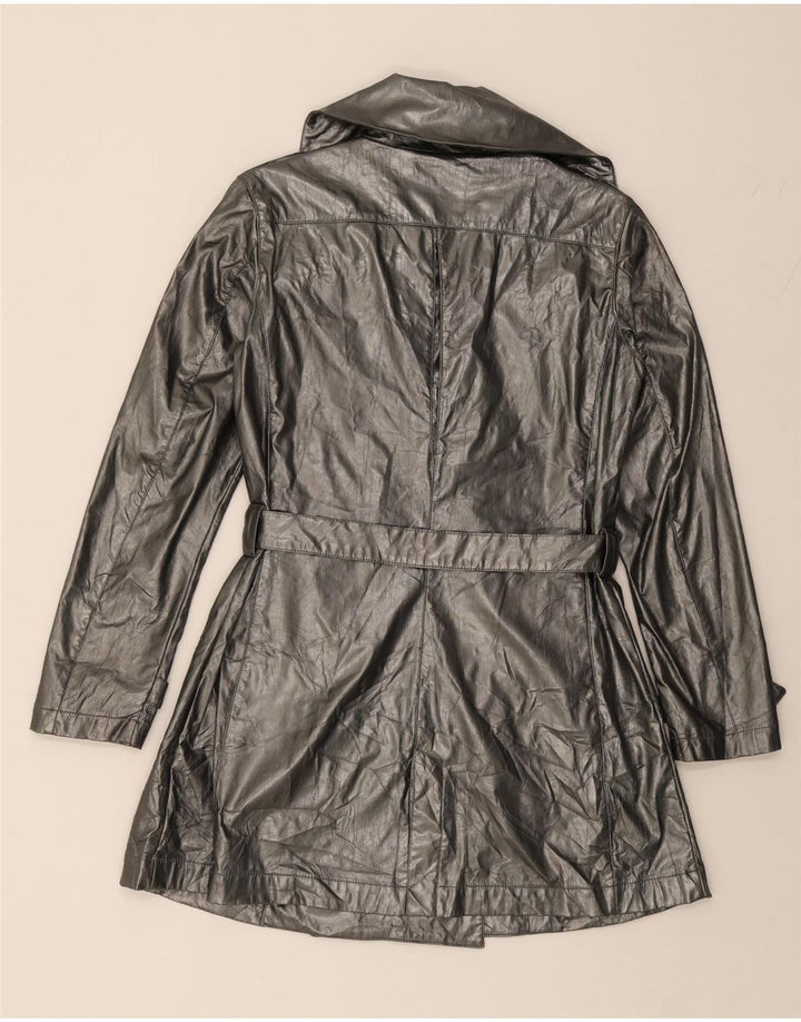 K-WAY Womens Trench Coat UK 14 Medium Silver Polyester Vintage K-Way and Second-Hand K-Way from Messina Hembry 