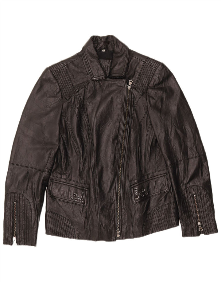 Damska skórzana kurtka motocyklowa BONITA EU 38, średnia czarna skóra jagnięca