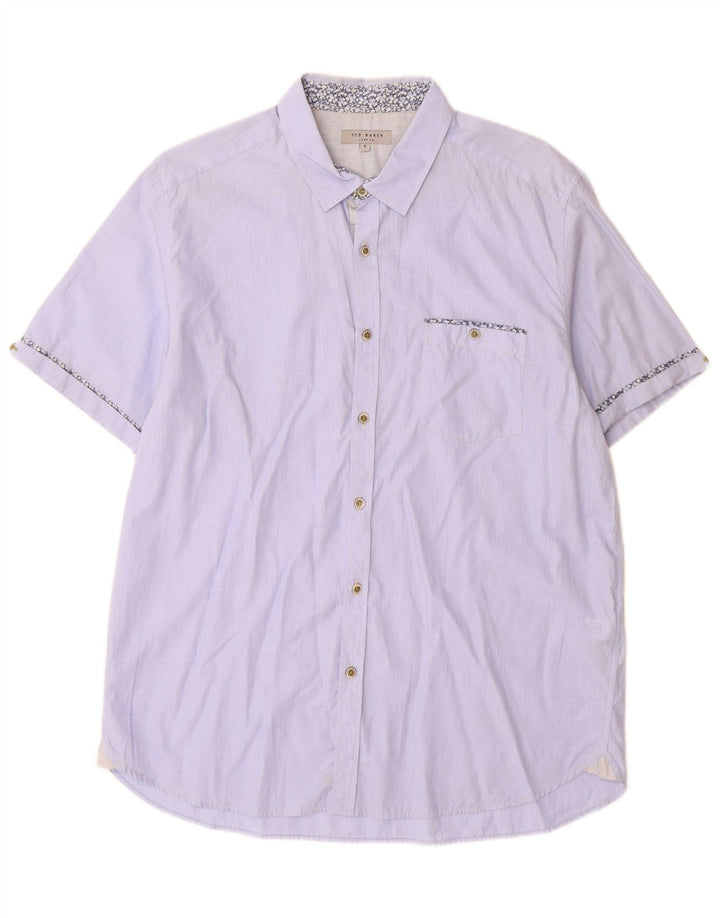 Koszula męska z krótkim rękawem Ted Baker, rozmiar 5 XL, niebieska, bawełniana