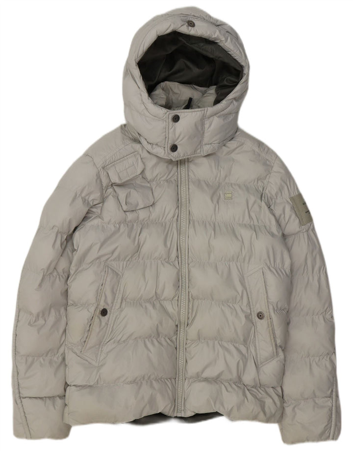 Męska ocieplana kurtka z kapturem G-STAR UK 38, średni szary poliester