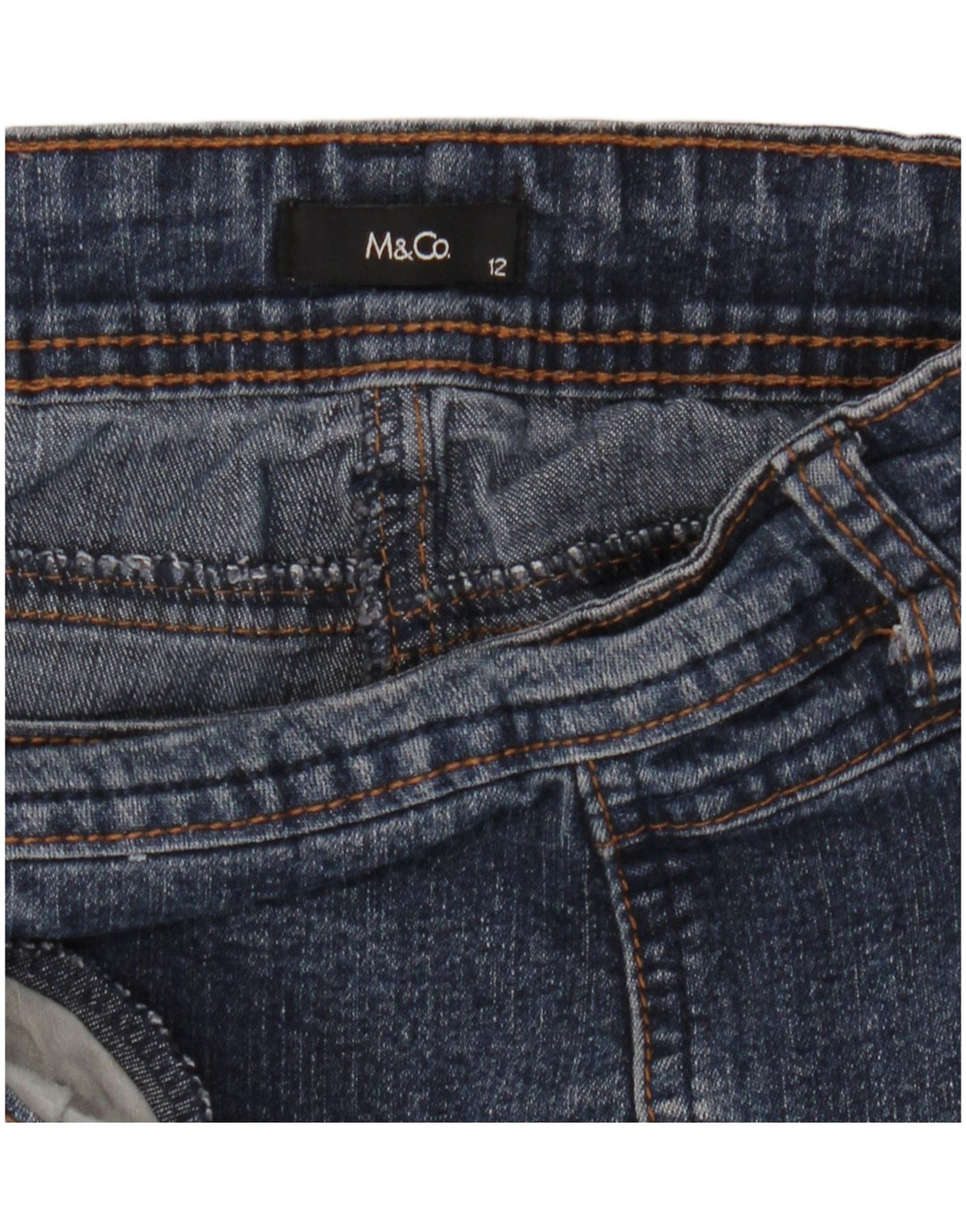 Damskie jeansowe bermudy M&Co UK 12 Medium W32, niebieska bawełna