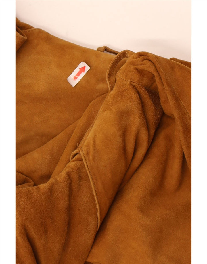 Vintage damska marynarka zapinana na 3 guziki IT 48 XL, brązowa skóra