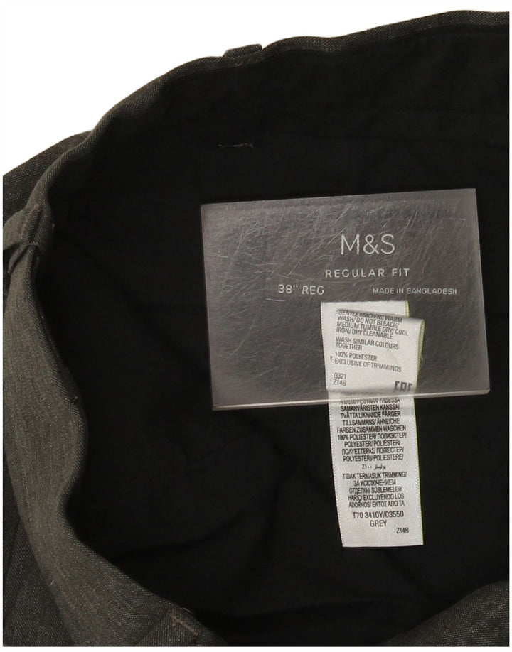 Marks & Spencer Męskie proste spodnie garniturowe o regularnym kroju W38 L31 szare