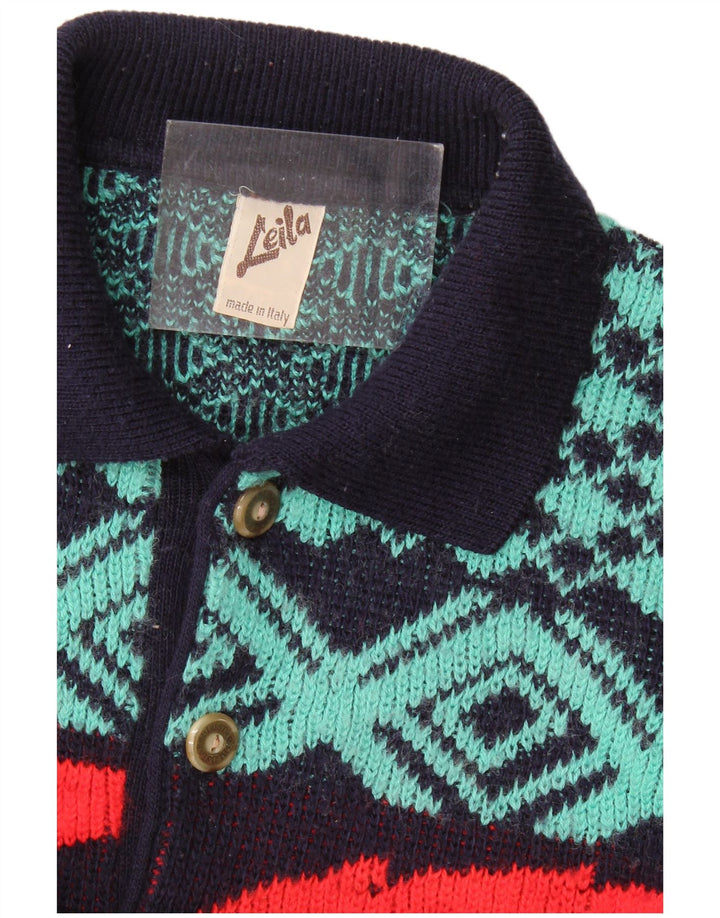 Męski sweter z golfem w stylu vintage IT 50 Średni wielobarwny geometryczny