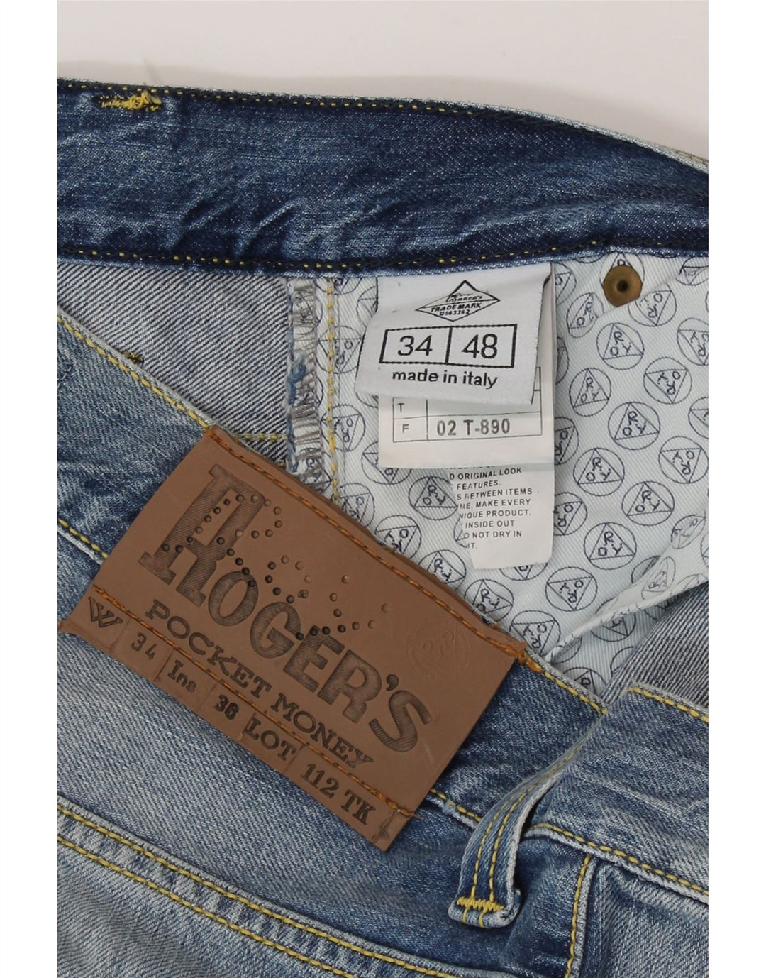 Męskie proste dżinsy Roy Rogers IT 48 Medium W34 L35 Niebieska bawełna