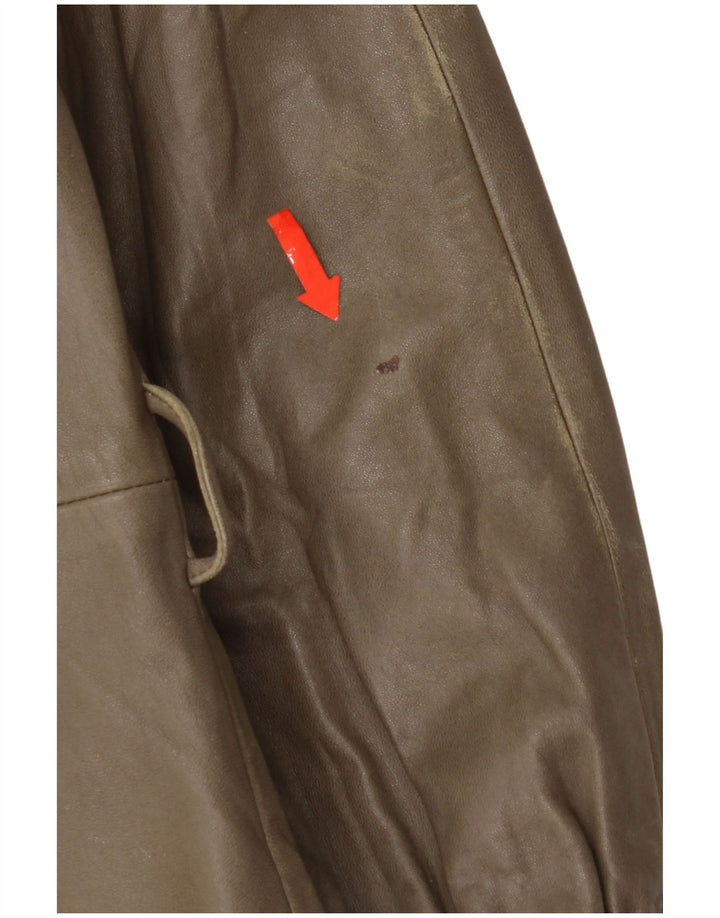 Damska kurtka skórzana w stylu vintage IT 44, średnia skóra khaki