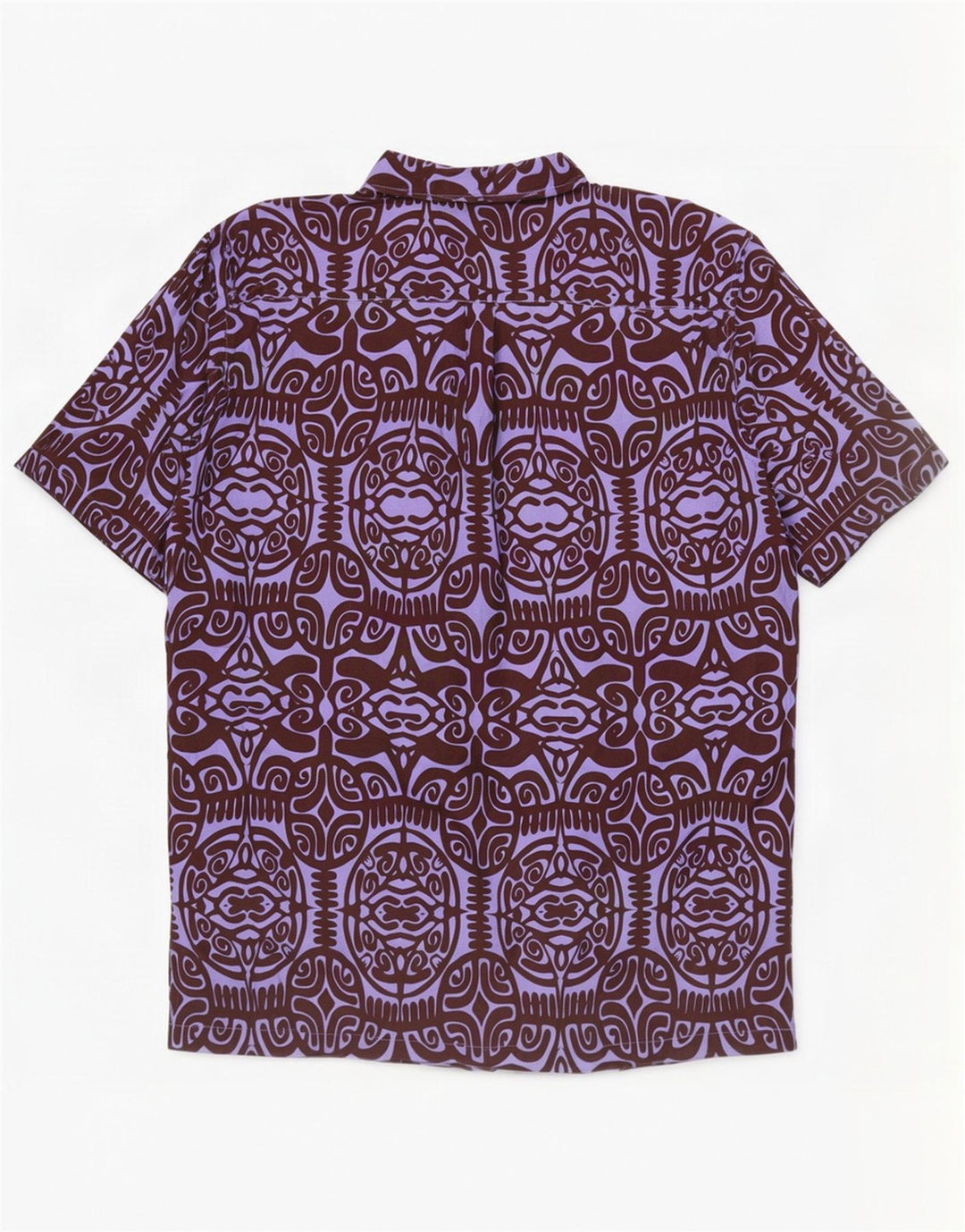 Męska koszula z krótkim rękawem Tribal Origin, abstrakcyjny wzór, 2XL, fioletowa bawełna