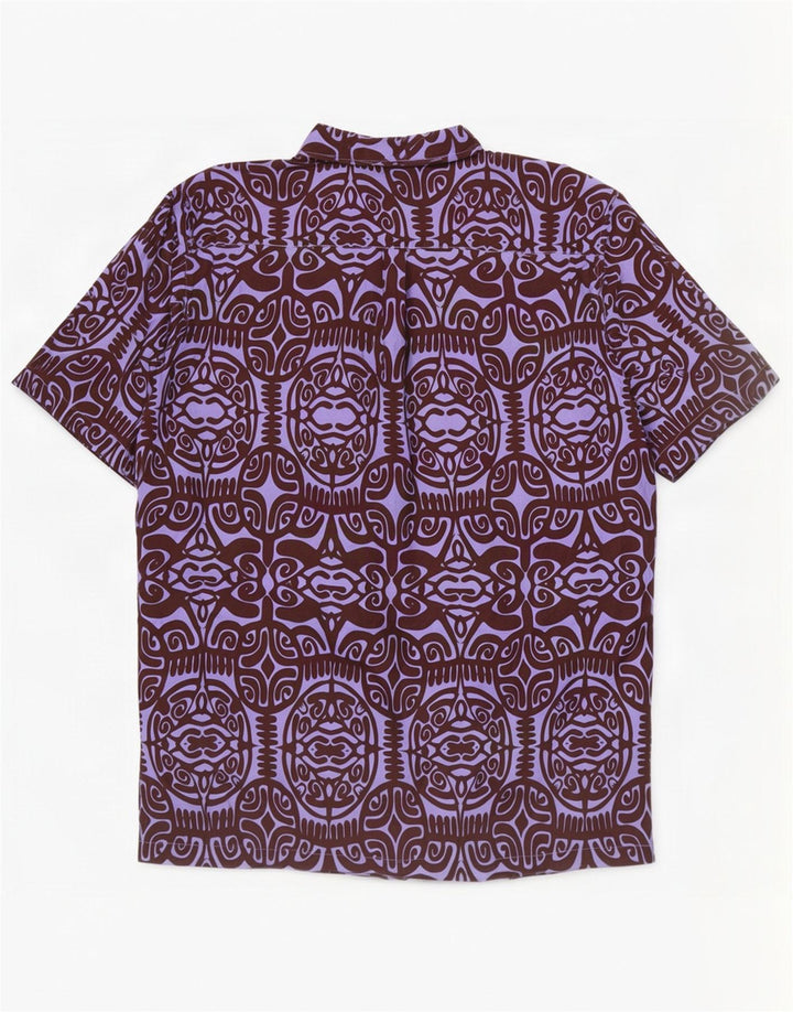 Męska koszula z krótkim rękawem Tribal Origin, abstrakcyjny wzór, 2XL, fioletowa bawełna