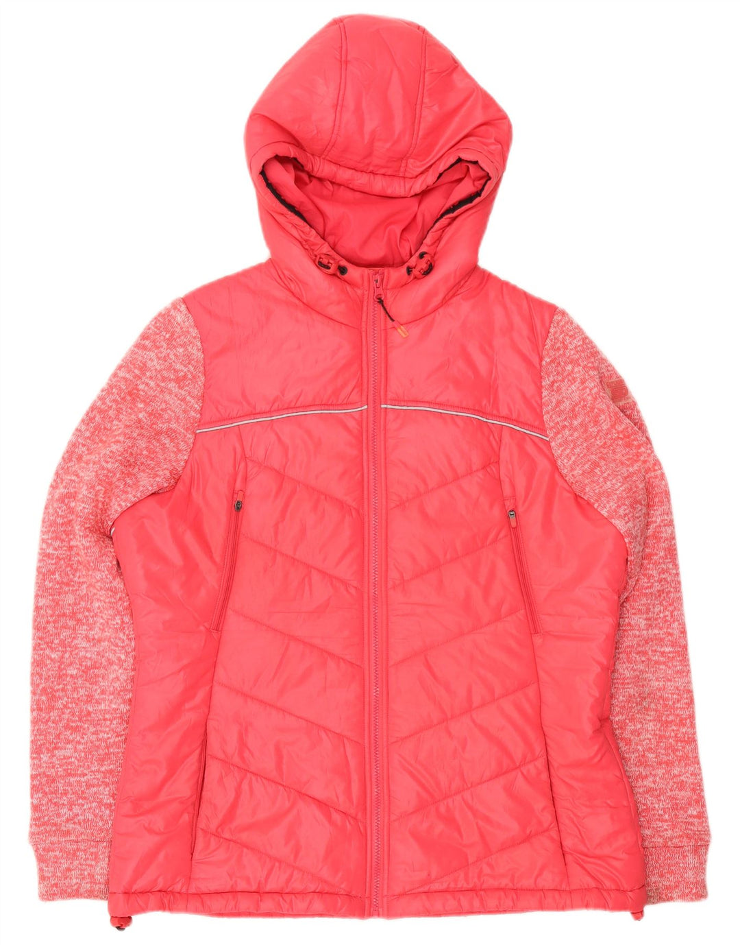 Damska wyściełana kurtka z kapturem Superdry UK 16, duży, różowy, nakrapiany poliester