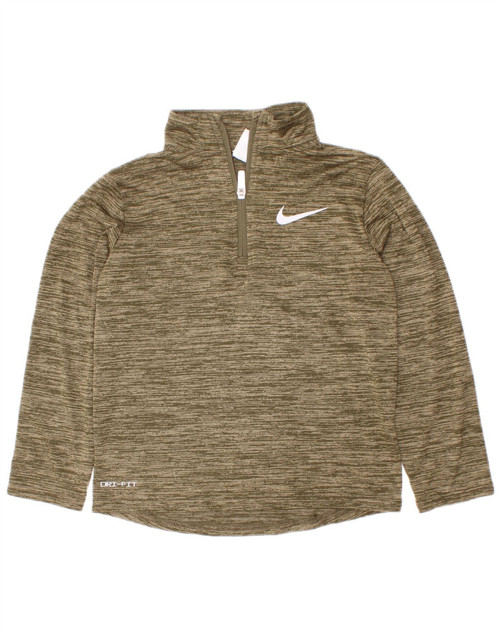 Chłopięcy dres Nike Dri Fit z pulowerem, 5-6 lat, średni khaki nakrapiany