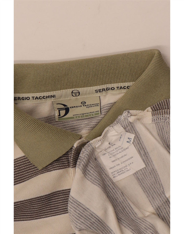 Męska koszulka polo Sergio Tacchini, bawełniana w średnie złamane białe paski
