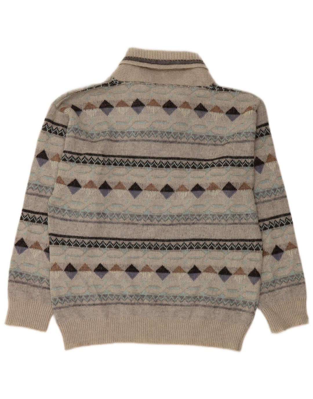 Męski sweter w stylu vintage z szalowym dekoltem IT 50 Średni szary Argyle/Diament