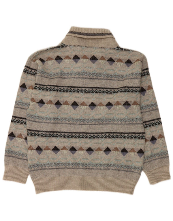 Męski sweter w stylu vintage z szalowym dekoltem IT 50 Średni szary Argyle/Diament