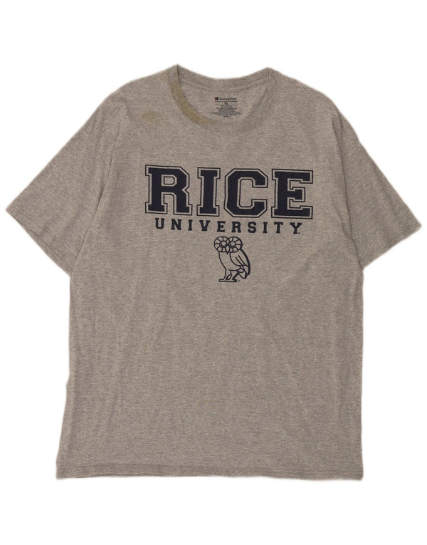 Męski T-shirt z grafiką Champion Rice University, rozmiar XL, szara bawełna