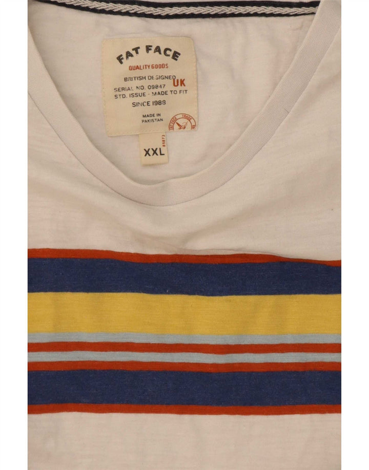 T-shirt męski Fat Face Top 2XL Biała bawełna z blokami kolorów