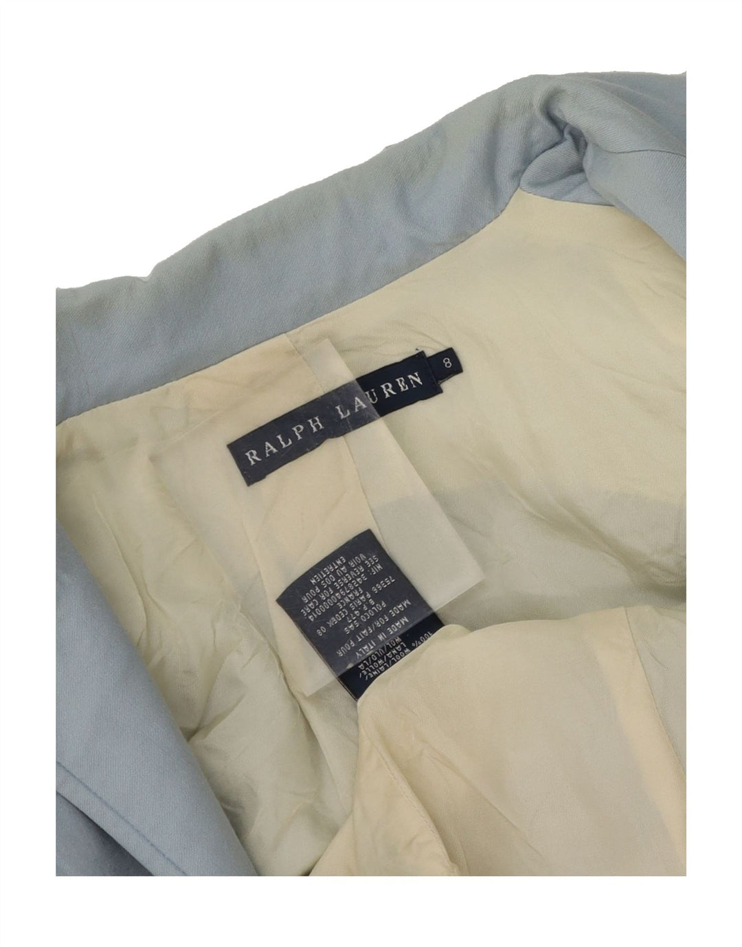 RALPH LAUREN Womens 2 Button Blazer Jacket US 8 Medium Blue Wool Vintage Ralph Lauren and Second-Hand Ralph Lauren from Messina Hembry 