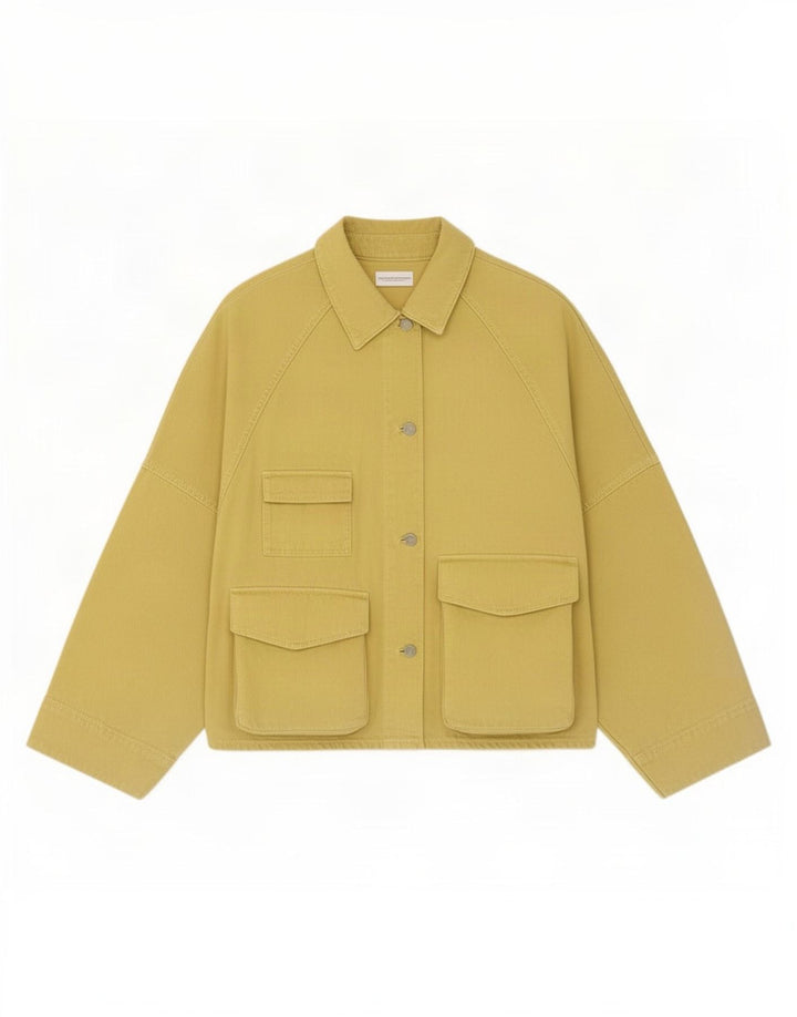 Damska kurtka oversize Zara UK 6 XS, żółta, bawełniana