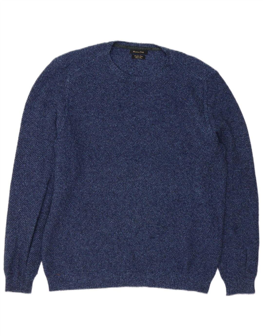 Męski sweter z okrągłym dekoltem Massimo Dutti, średni granatowy, bawełniany