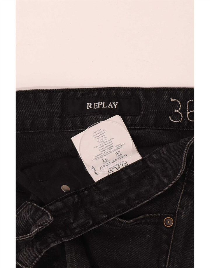 Męskie jeansy Replay Waitom Straight W36 L32 Czarne bawełniane