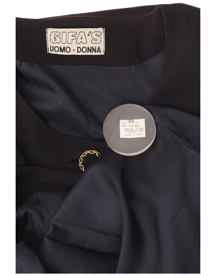 Vintage damska marynarka o przedłużonym fasonie, zapinana na 5 guzików, IT 46, duża, granatowa