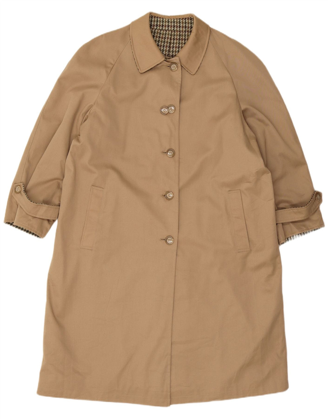 Dwustronny płaszcz damski oversize IT 47 XL w stylu vintage, beżowy w pepitkę