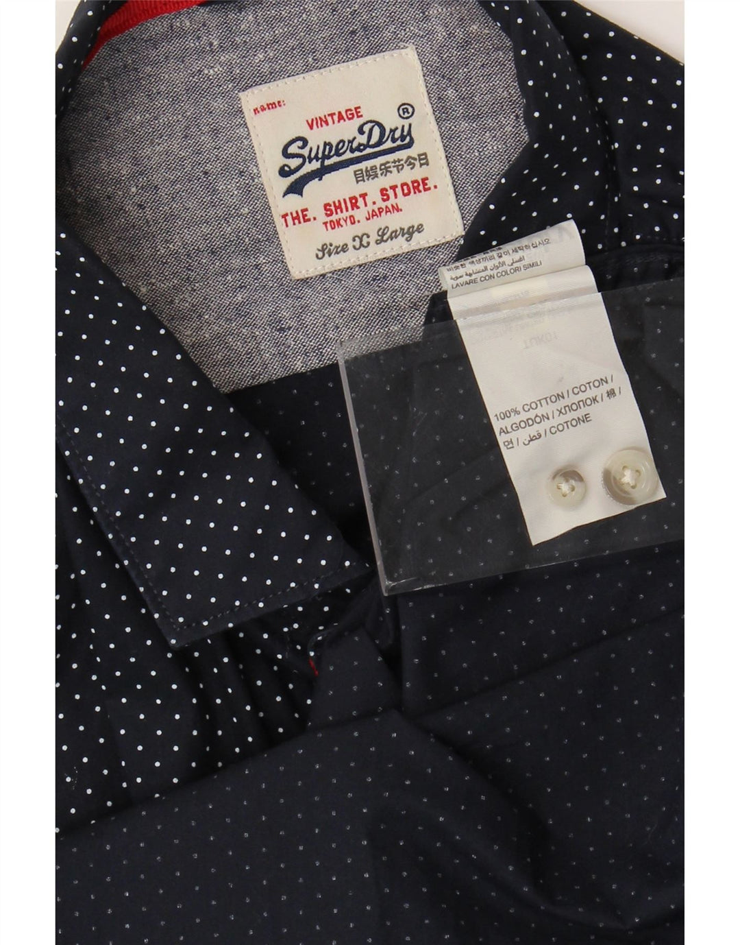 Koszula męska Superdry XL, granatowa, bawełniana w kropki