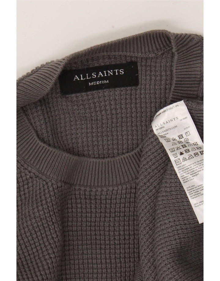 Męski sweter z okrągłym dekoltem All Saints, średnioszary, bawełniany
