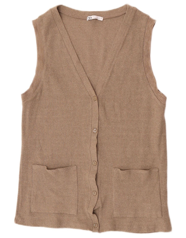 Damski sweter bez rękawów Zara UK 10 Small Beżowy Akryl