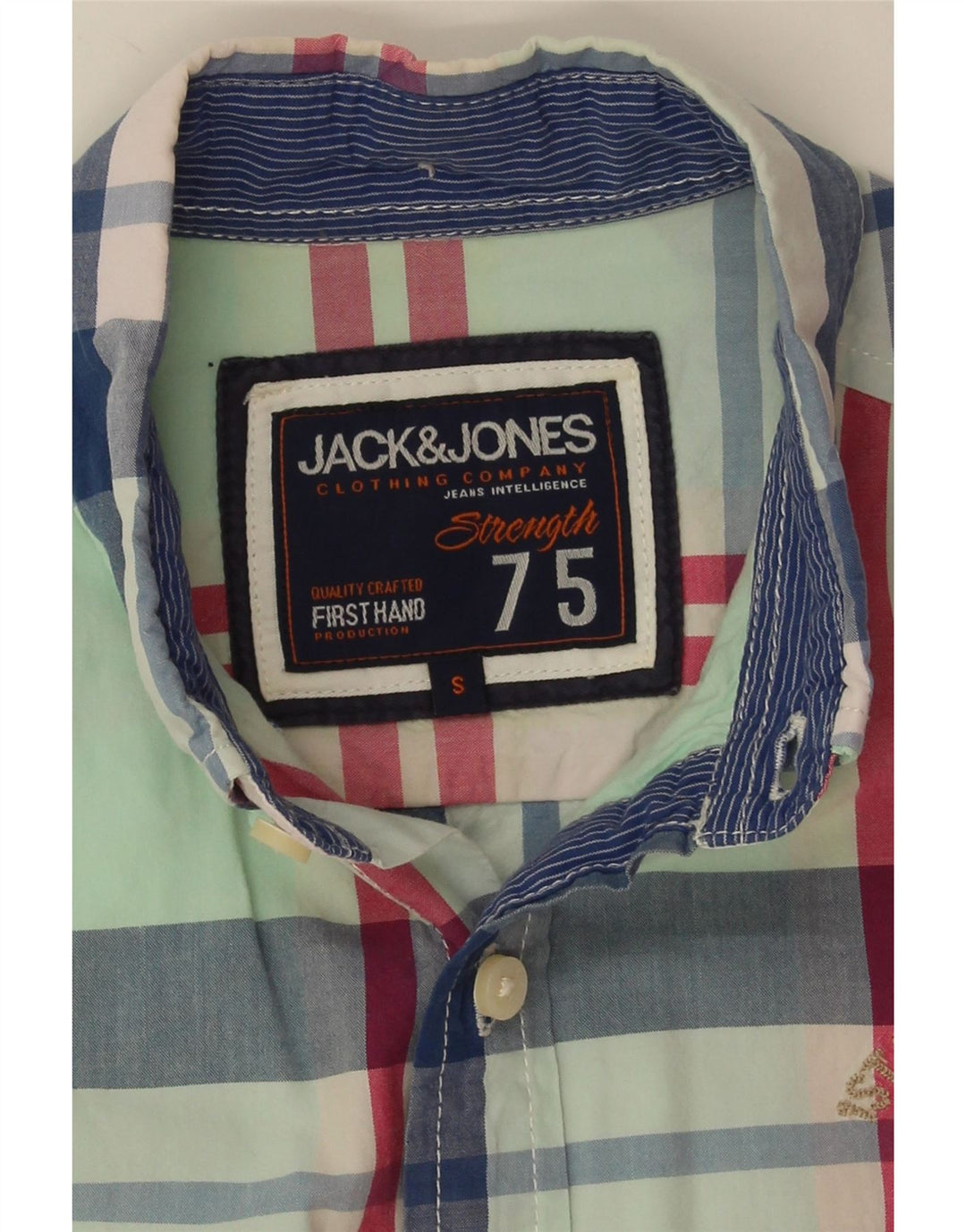 Męska koszula z krótkim rękawem Jack & Jones w małą zieloną kratę