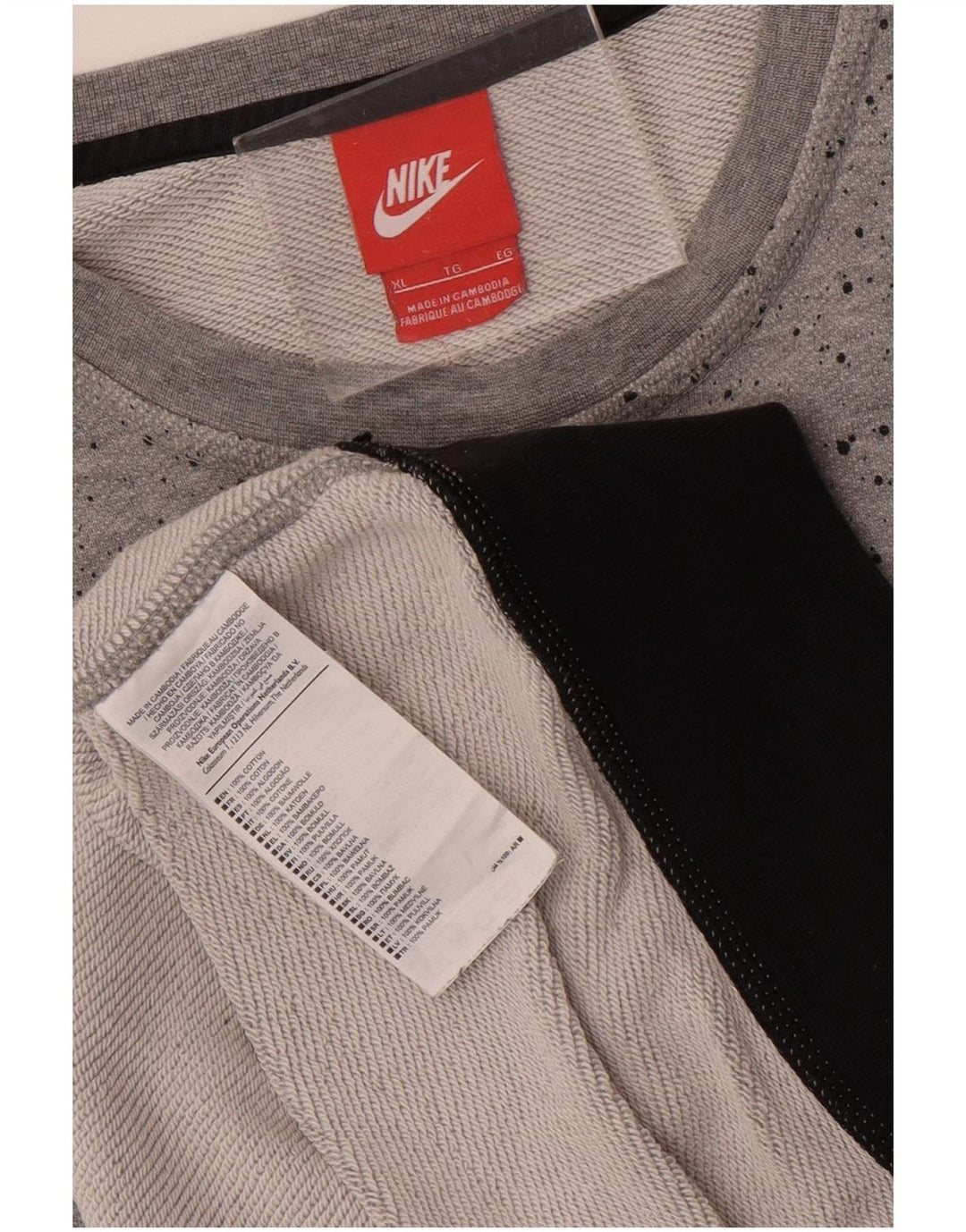 Męska bluza Nike z grafiką, XL, szara, z blokami kolorów, bawełniana