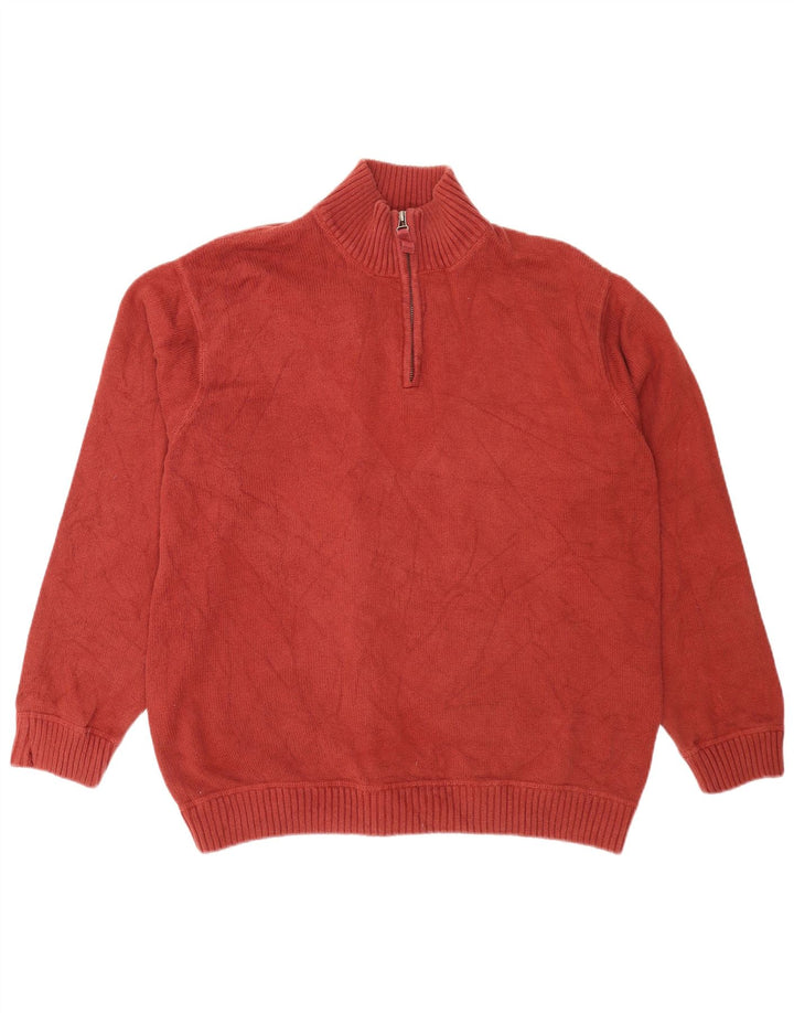 Męski sweter zapinany na zamek Eddie Bauer 2XL Bordowa bawełna