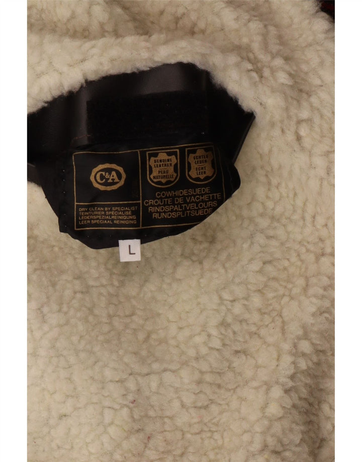 Męska kurtka zamszowa C&A Sherpa UK 40, duża, czerwona, skórzana Fair Isle