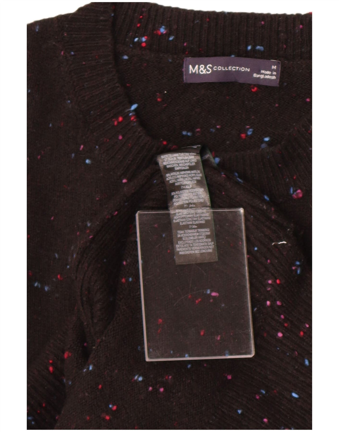 Marks & Spencer Męski podkoszulek z kamizelką, średni czarny, nakrapiany akryl