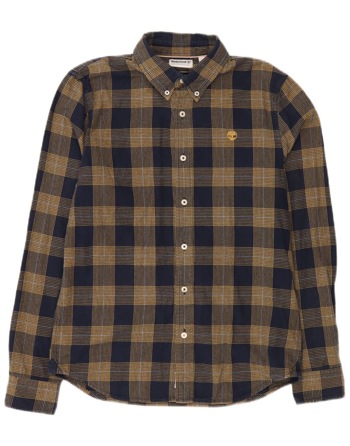 TIMBERLAND Męska koszula flanelowa slim fit, mała, granatowa, bawełniana w kratkę