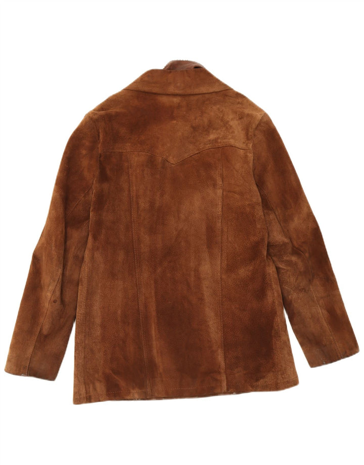 GALA Womens 2 Button Suede Blazer Jacket UK 12 Medium Brown