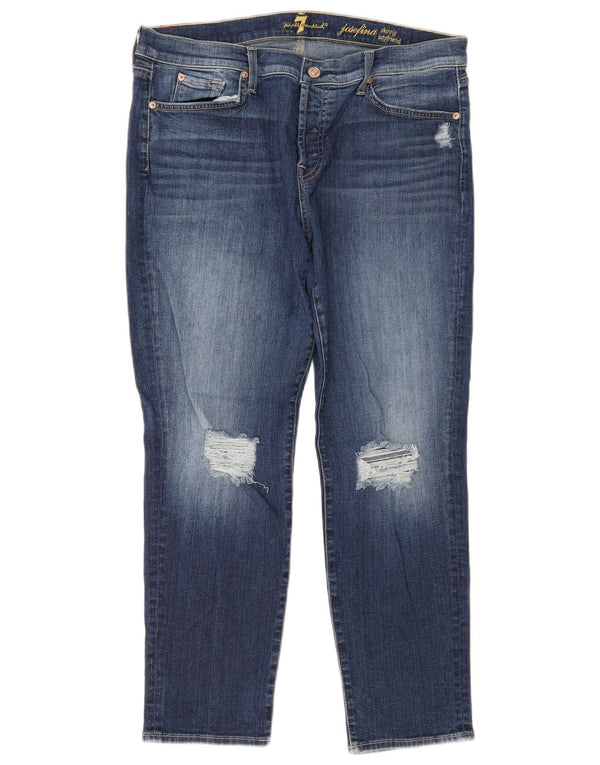 7 For All Mankind Damskie jeansy typu Boyfriend Crop Skinny W32 L26 Niebieskie