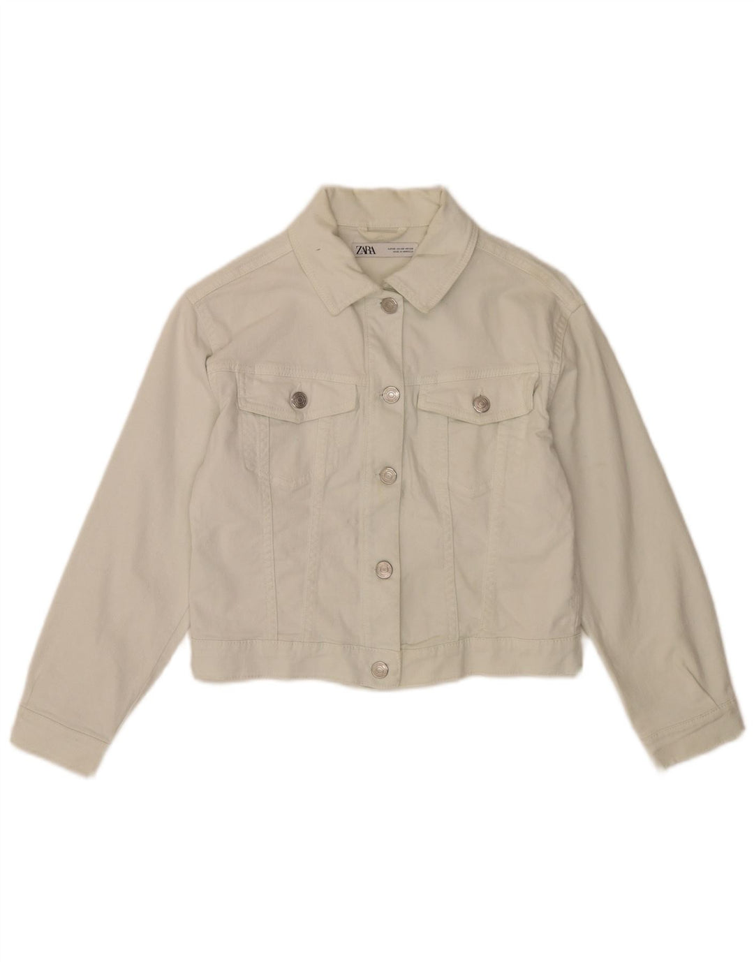 Damska kurtka jeansowa Zara Crop UK 6 XS, biała bawełna