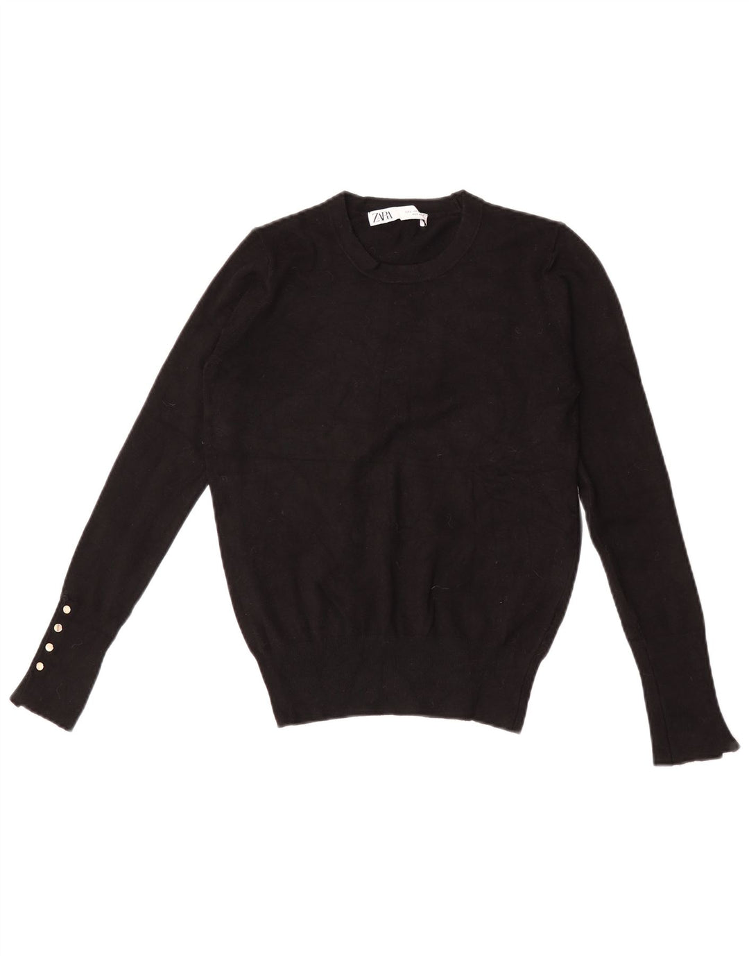 Sweter damski Zara z okrągłym dekoltem UK 10, mały, czarny