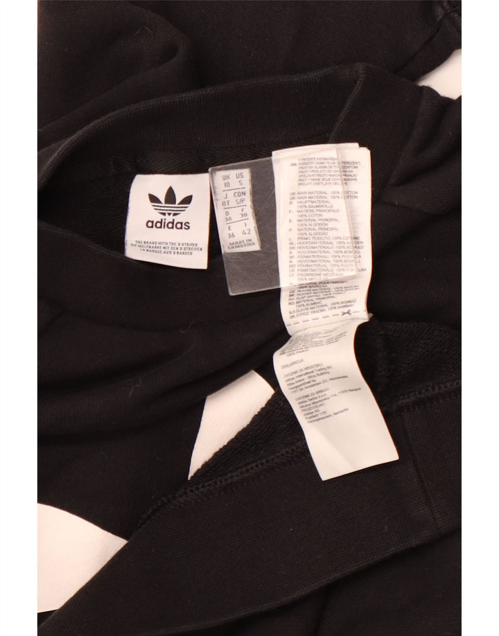 Damska bluza z grafiką ADIDAS, UK 10, mała, czarna, bawełniana
