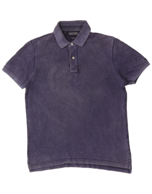 Męska koszulka polo Tommy Hilfiger Garment Dyed Slim Fit, duża, granatowa, bawełniana
