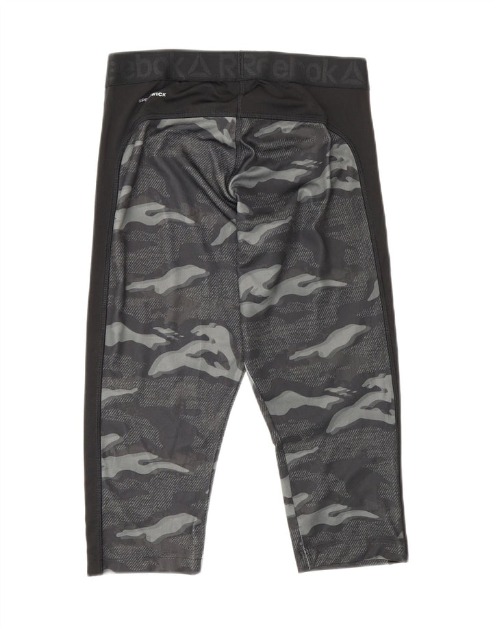 Damskie legginsy Reebok Graphic Capri UK 18 XL, szary kamuflaż, poliester