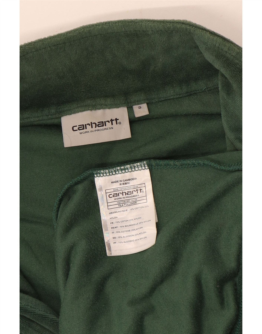 Męski sweter Carhartt z zamkiem błyskawicznym, mały, zielony, bawełniany