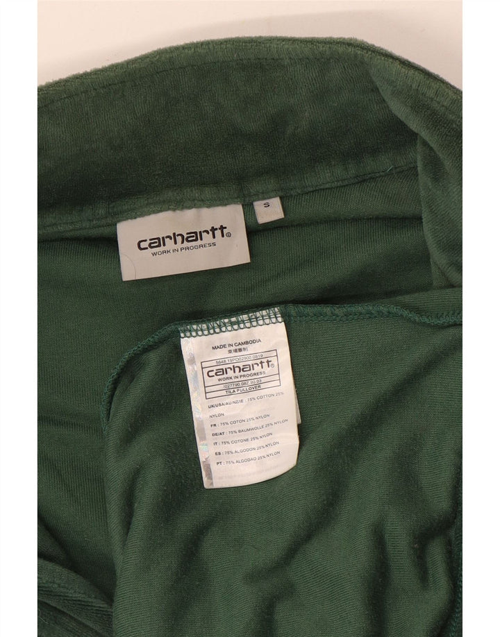 Męski sweter Carhartt z zamkiem błyskawicznym, mały, zielony, bawełniany