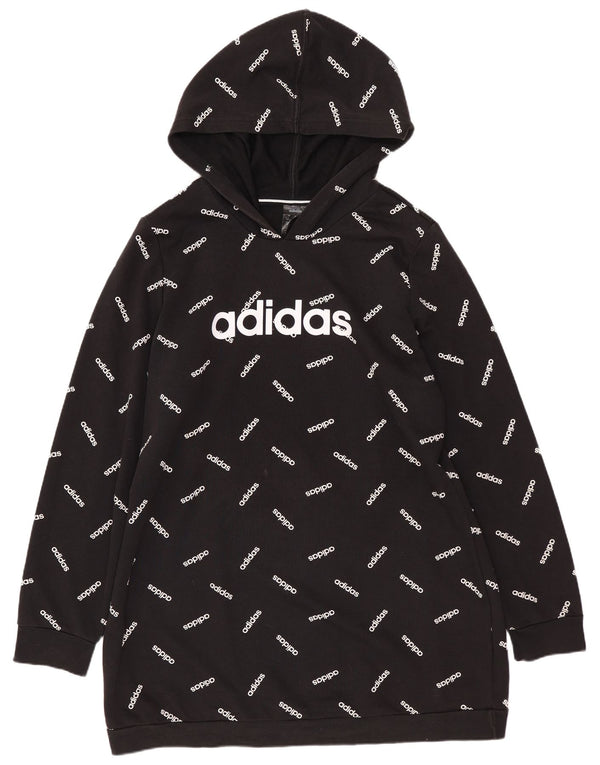 Damska bluza z kapturem Adidas Longline Graphic UK 20/22 XL Czarna bawełna