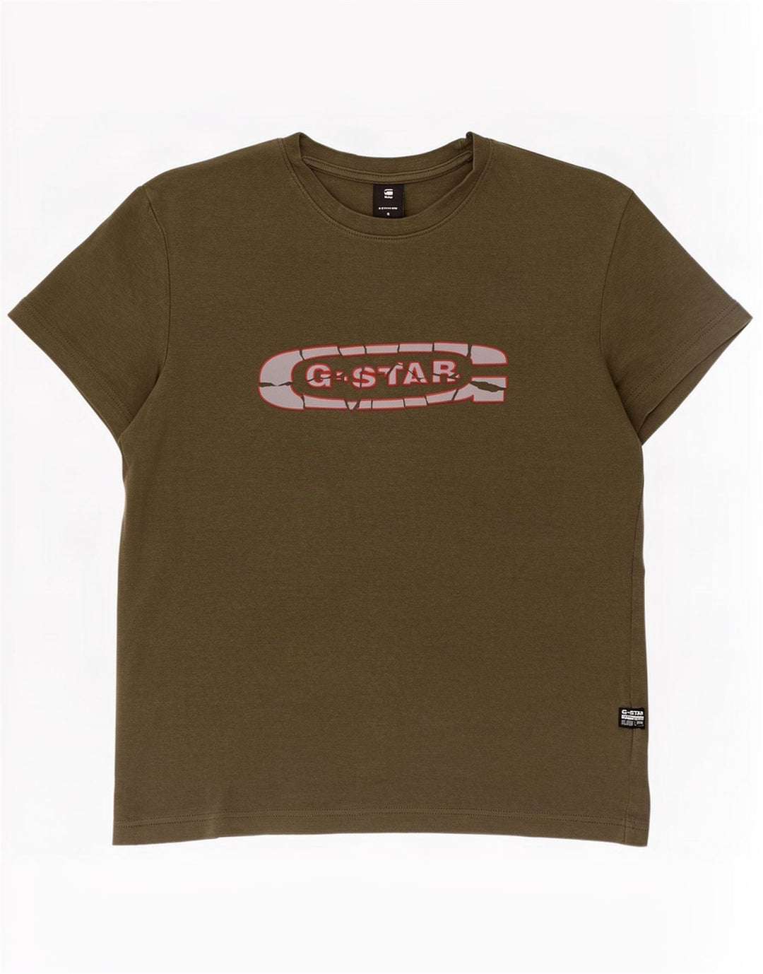 Męski T-shirt z grafiką G-Star, mały, bawełniany khaki