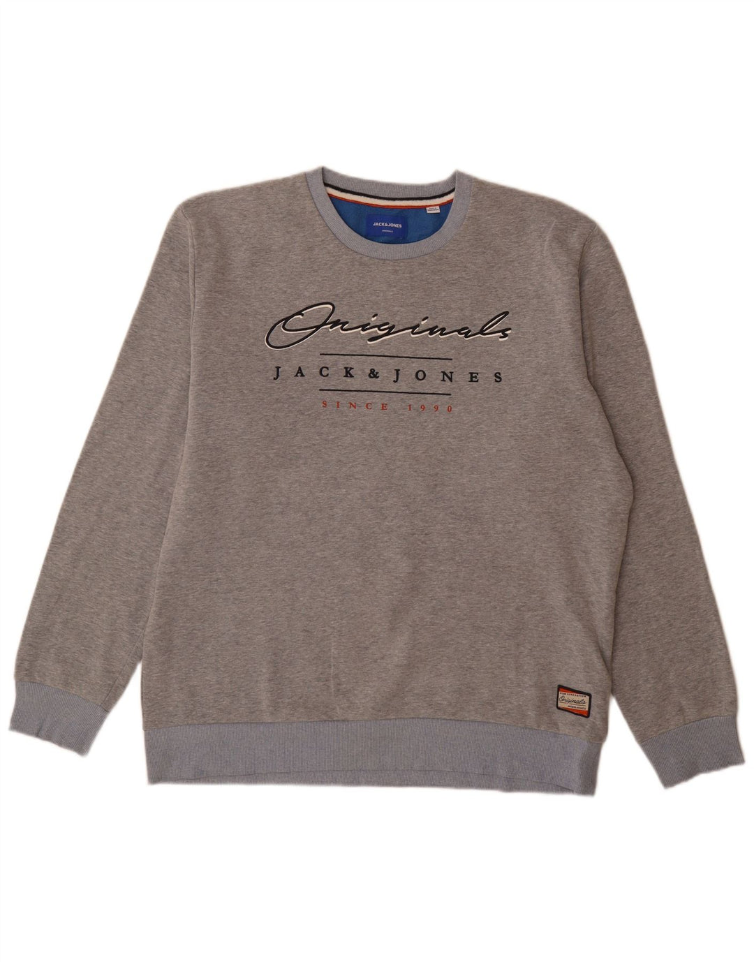 Męski sweter z grafiką Jack & Jones, 2XL, szary, nakrapiany poliester
